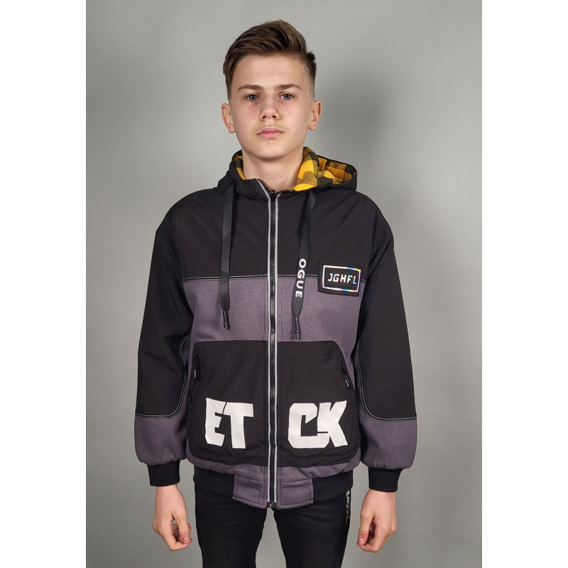 Куртка двухсторонняя для подростка 10-13 лет THTY , Черный,  140